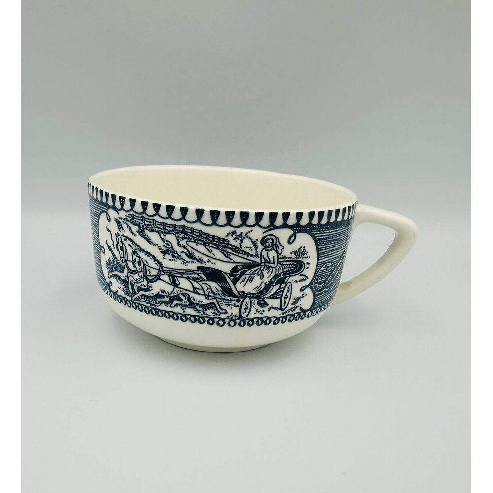 ROYAL USA CURRIER AND IVES BLUE AND WHITE OLD GRIST MILL CUPS